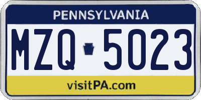 PA license plate MZQ5023