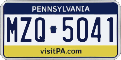 PA license plate MZQ5041