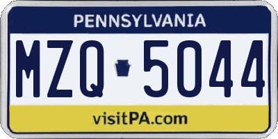 PA license plate MZQ5044