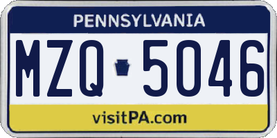 PA license plate MZQ5046
