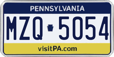 PA license plate MZQ5054