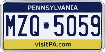 PA license plate MZQ5059