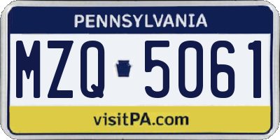 PA license plate MZQ5061