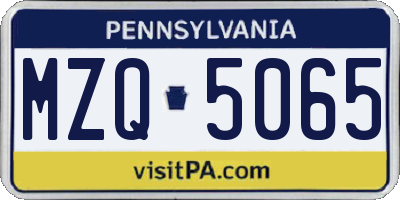 PA license plate MZQ5065