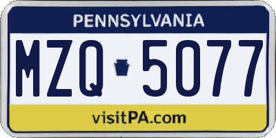 PA license plate MZQ5077