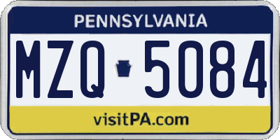 PA license plate MZQ5084