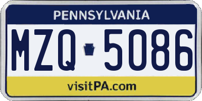 PA license plate MZQ5086