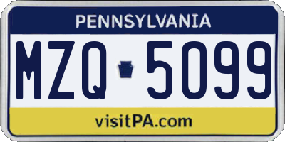 PA license plate MZQ5099