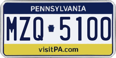 PA license plate MZQ5100