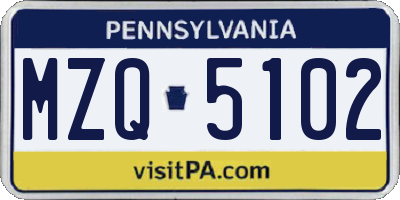 PA license plate MZQ5102