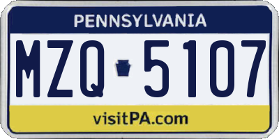 PA license plate MZQ5107