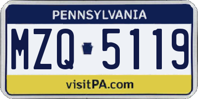 PA license plate MZQ5119
