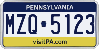 PA license plate MZQ5123
