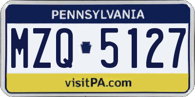 PA license plate MZQ5127