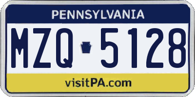 PA license plate MZQ5128
