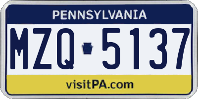 PA license plate MZQ5137