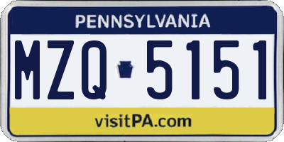 PA license plate MZQ5151
