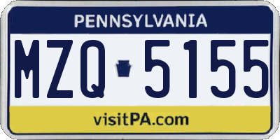 PA license plate MZQ5155