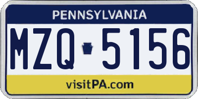 PA license plate MZQ5156