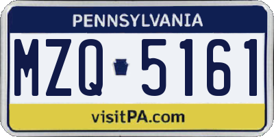 PA license plate MZQ5161