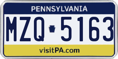 PA license plate MZQ5163