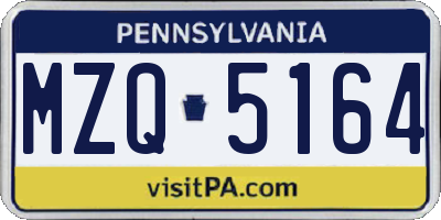 PA license plate MZQ5164