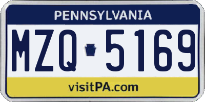 PA license plate MZQ5169