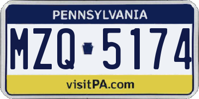 PA license plate MZQ5174