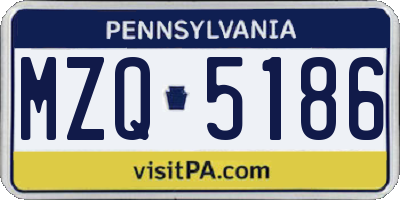 PA license plate MZQ5186