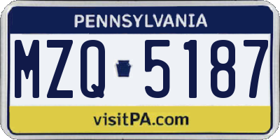 PA license plate MZQ5187