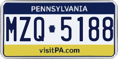 PA license plate MZQ5188