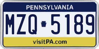PA license plate MZQ5189