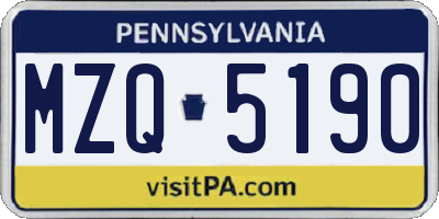 PA license plate MZQ5190