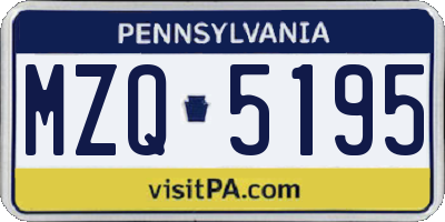 PA license plate MZQ5195