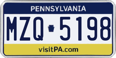 PA license plate MZQ5198
