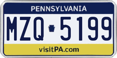 PA license plate MZQ5199