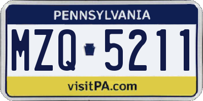 PA license plate MZQ5211