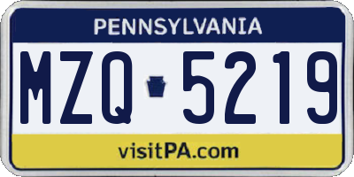 PA license plate MZQ5219