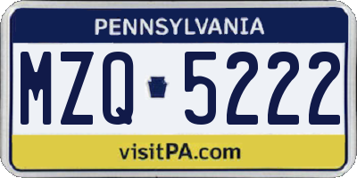 PA license plate MZQ5222