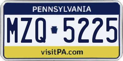 PA license plate MZQ5225