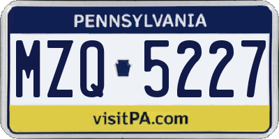 PA license plate MZQ5227