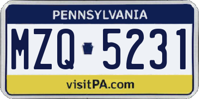 PA license plate MZQ5231