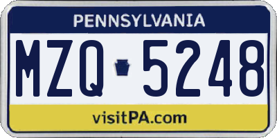PA license plate MZQ5248