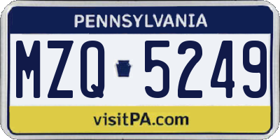 PA license plate MZQ5249