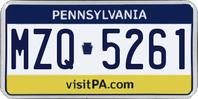 PA license plate MZQ5261
