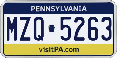 PA license plate MZQ5263