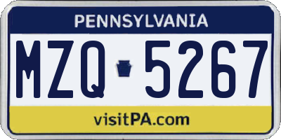 PA license plate MZQ5267