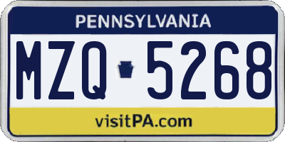 PA license plate MZQ5268