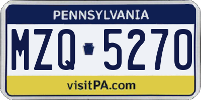 PA license plate MZQ5270