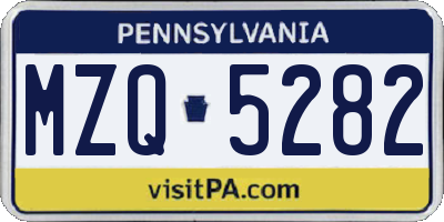 PA license plate MZQ5282